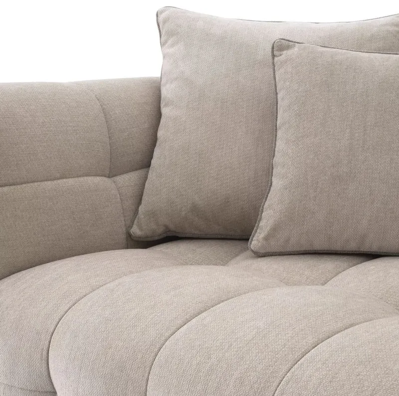 Casa Padrino Luxus Sofa Sandfarben 230 x 100 x H. 75 cm - Wohnzimmer Sofa mit 4 Kissen - Wohnzimmer Möbel - Luxus Möbel - Wohnzimmer Einrichtung - Luxus Einrichtung - Luxus Qualität