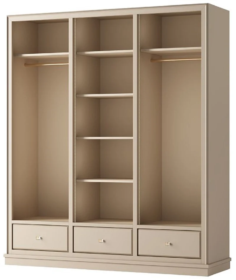 Casa Padrino Luxus Kleiderschrank Beige 200 x 60 x H. 230 cm - Offener Schlafzimmer Schrank - Schlafzimmer Möbel - Hotel Möbel - Luxus Einrichtung - Schlafzimmer Einrichtung - Luxus Möbel