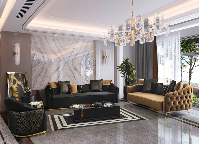 Casa Padrino Luxus Sessel Schwarz / Gold 85 x 80 x H. 85 cm - Wohnzimmer Sessel - Hotel Sessel - Wohnzimmer Möbel - Luxus Möbel - Wohnzimmer Einrichtung - Luxus Einrichtung - Möbel Luxus