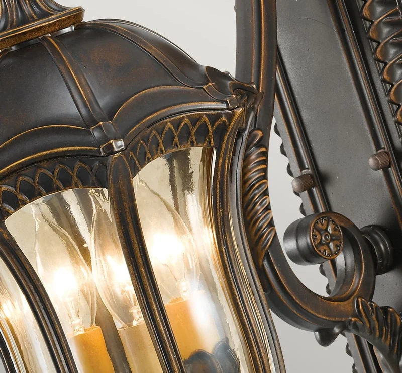 Casa Padrino Barock Außenwandleuchte Braun / Bronze / Gold 24,1 x 35,6 x H. 57,8 cm - Elegante Balkon Garten Terrassen Außenleuchte - Außenbeleuchtung im Barockstil