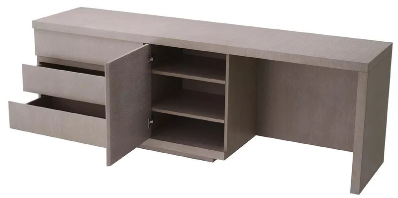 Casa Padrino Luxus Massivholz Schreibtisch Grau 220 x 55 x H. 75,5 cm - Bürotisch - Computertisch - Büro Möbel - Luxus Möbel - Luxus Einrichtung - Luxus Qualität