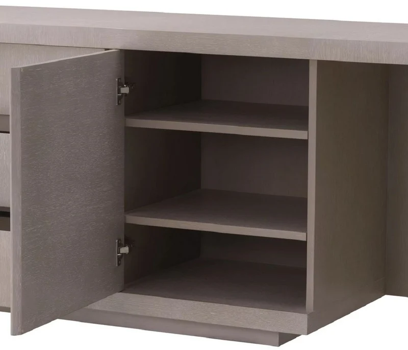 Casa Padrino Luxus Massivholz Schreibtisch Grau 220 x 55 x H. 75,5 cm - Bürotisch - Computertisch - Büro Möbel - Luxus Möbel - Luxus Einrichtung - Luxus Qualität