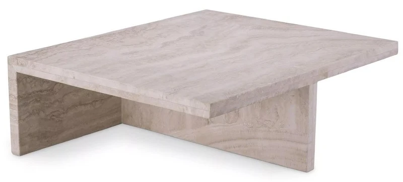 Casa Padrino Luxus Travertin Couchtisch Beige 70 x 60 x H. 23,5 cm - Naturstein Wohnzimmertisch - Wohnzimmer Möbel - Naturstein Möbel - Travertin Möbel - Luxus Möbel - Luxus Einrichtung