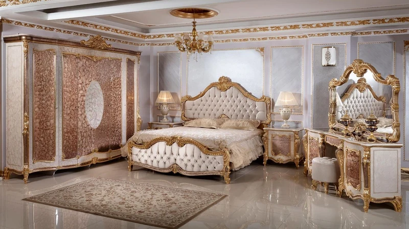 Casa Padrino Luxus Barock Schlafzimmerschrank Weiß / Braun / Gold - Prunkvoller Massivholz Kleiderschrank im Barockstil - Barock Schlafzimmer Möbel - Edel & Prunkvoll