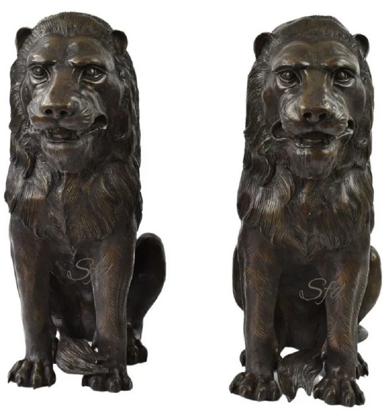 Casa Padrino Luxus Bronze Deko Skulpturen Löwen Bronzefarben 28 x 58 x H. 75 cm - Bronze Deko Figuren - Luxus Hotel & Restaurant Deko Accessoires