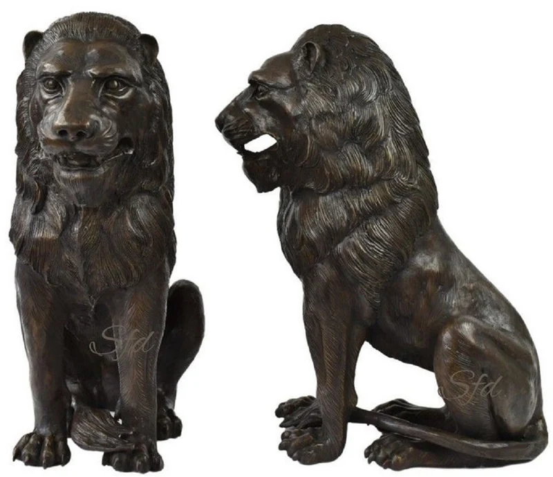 Casa Padrino Luxus Bronze Deko Skulpturen Löwen Bronzefarben 28 x 58 x H. 75 cm - Bronze Deko Figuren - Luxus Hotel & Restaurant Deko Accessoires