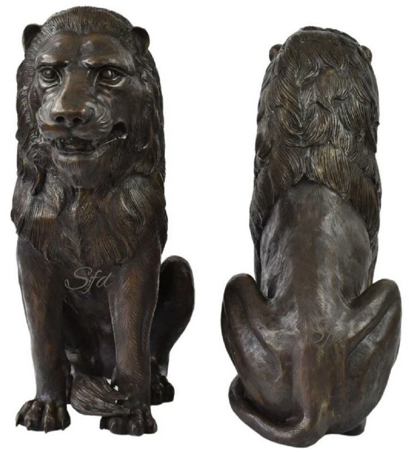 Casa Padrino Luxus Bronze Deko Skulpturen Löwen Bronzefarben 28 x 58 x H. 75 cm - Bronze Deko Figuren - Luxus Hotel & Restaurant Deko Accessoires