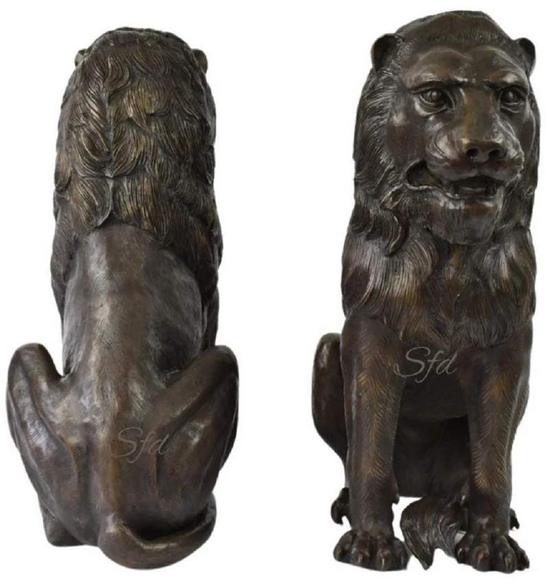 Casa Padrino Luxus Bronze Deko Skulpturen Löwen Bronzefarben 28 x 58 x H. 75 cm - Bronze Deko Figuren - Luxus Hotel & Restaurant Deko Accessoires
