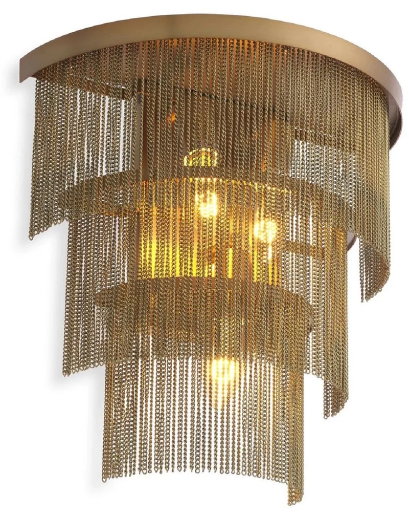 Casa Padrino Luxus Wandleuchte Antik Messing 33 x 16 x H. 32,5 cm - Halbrunde Edelstahl Wandlampe - Luxus Wohnzimmer Wandleuchten - Luxus Qualität