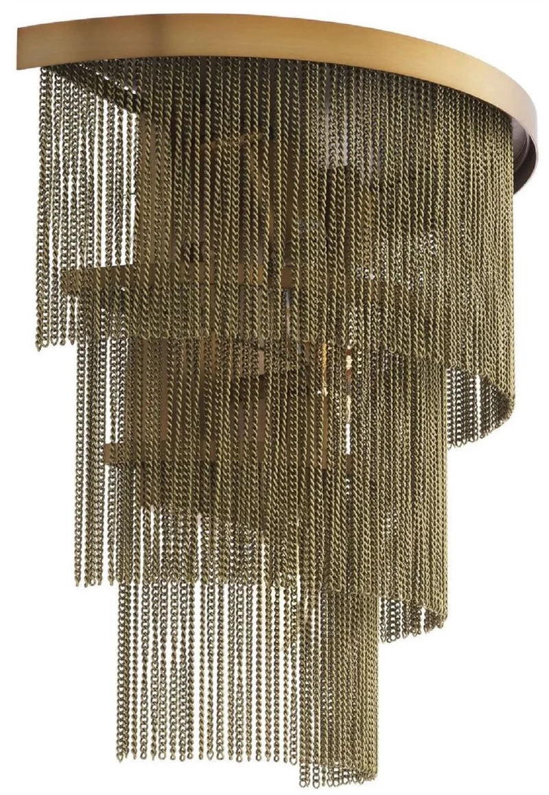 Casa Padrino Luxus Wandleuchte Antik Messing 33 x 16 x H. 32,5 cm - Halbrunde Edelstahl Wandlampe - Luxus Wohnzimmer Wandleuchten - Luxus Qualität
