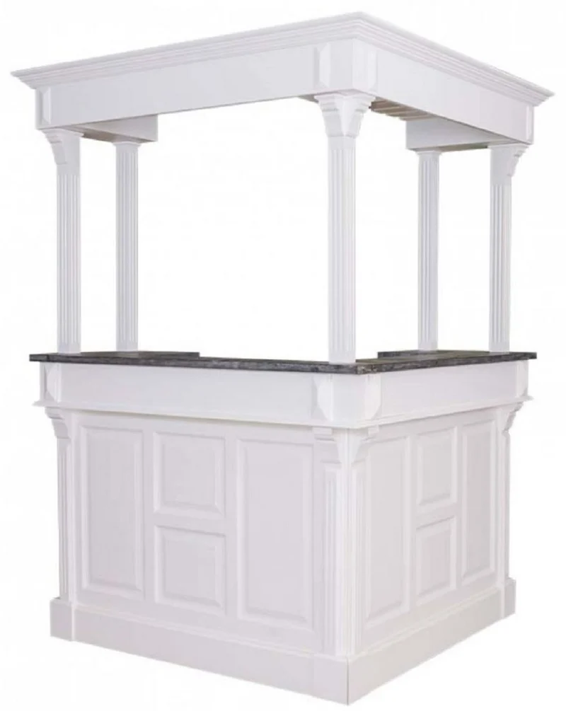 Casa Padrino Landhausstil Bar Theke Weiß / Grau 148 x 148 x H. 210 cm - Massivholz Thekentisch - Massivholz Barmöbel - Barmöbel im Landhausstil - Landhausstil Einrichtung