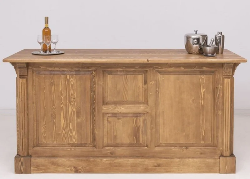 Casa Padrino Landhausstil Bar Theke Hellbraun 191 x 68 x H. 95 cm - Massivholz Thekentisch - Bartisch - Massivholz Bar Möbel im Landhausstil