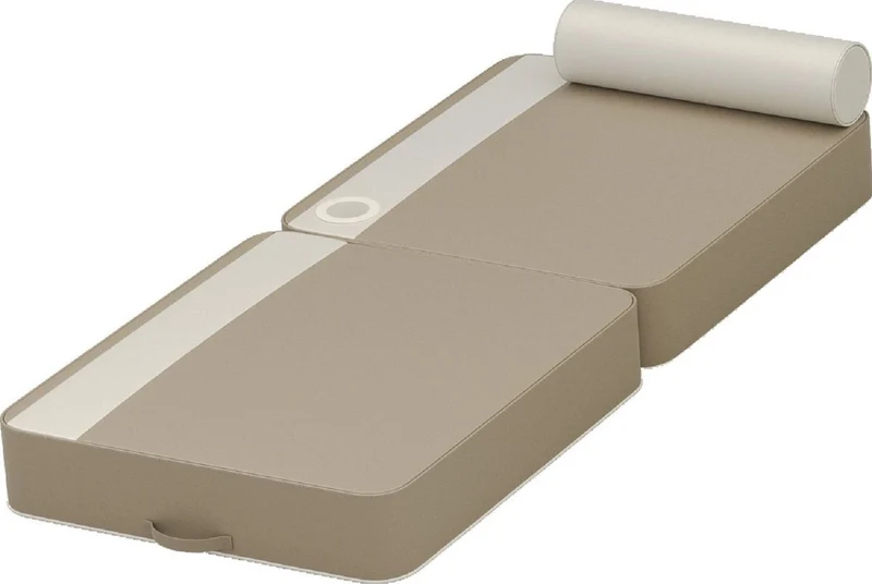 Casa Padrino Luxus Wasserliege Taupe / Weiß 190 x 80 x H. 17 cm - Wasserdichte Kunstleder Wasser Liege mit Kopfstütze und Getränkehalter - Sonnenliege - Hotel Pool Accessoires - Luxus Qualität