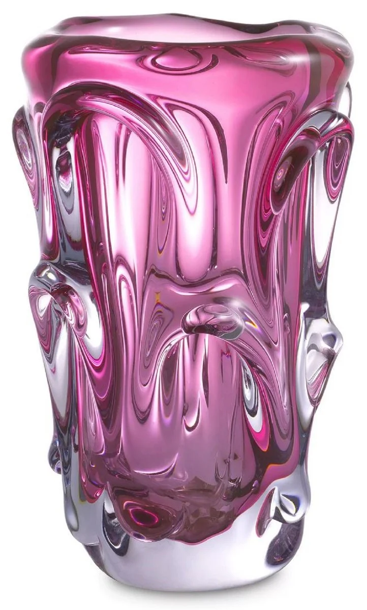 Casa Padrino Luxus Glas Vase Rosa Ø 20 x H. 31 cm - Moderne Deko Blumenvase - Deko Accessoires - Luxus Kollektion