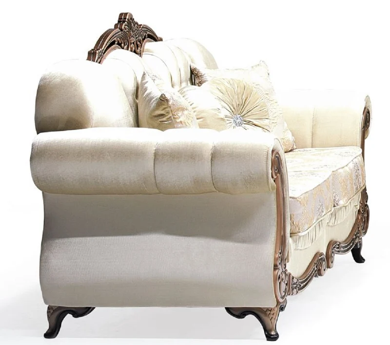 Casa Padrino Luxus Barock Sofa Gold / Kupfer - Prunkvolles Wohnzimmer Sofa mit elegantem Muster und Glitzersteinen - Wohnzimmer Möbel im Barockstil - Barock Möbel - Edel & Prunkvoll