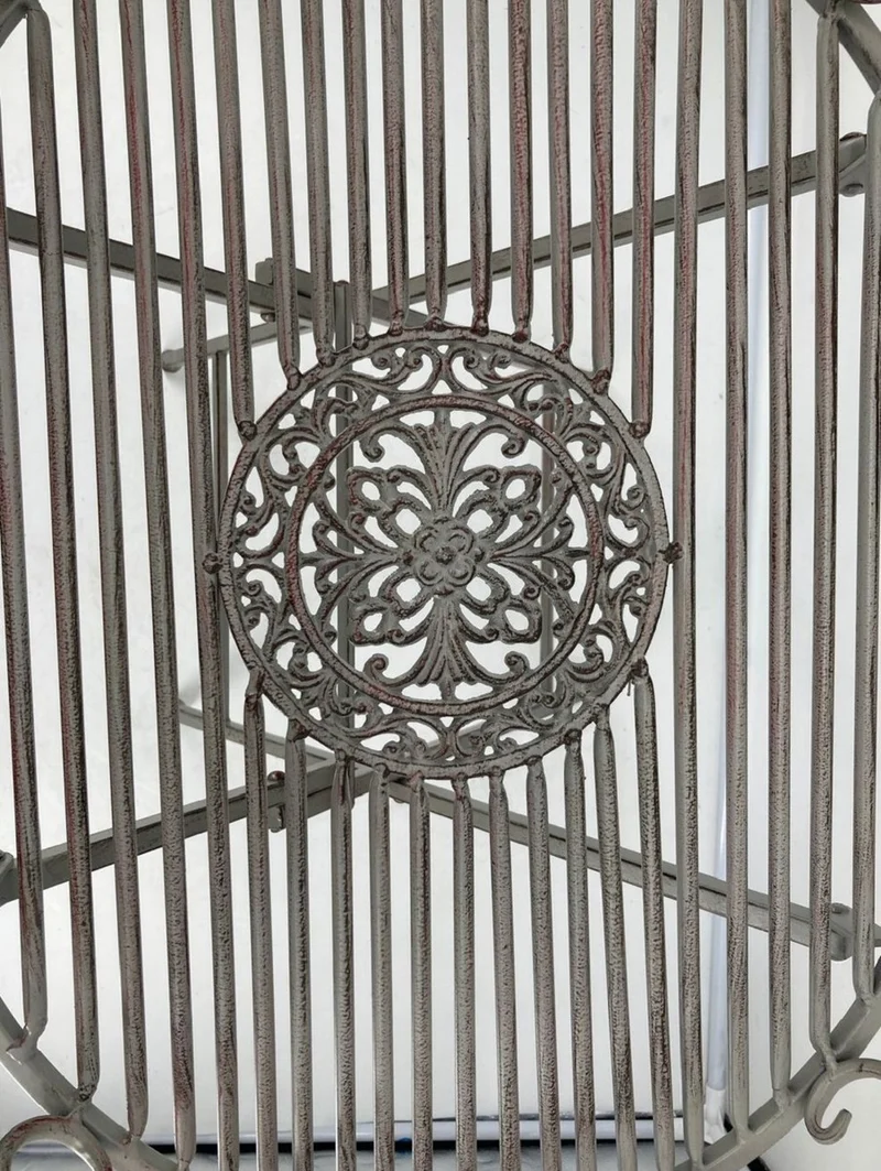 Casa Padrino Jugendstil Gartentisch Antik Grau 62 x 49 x H. 70 cm - Nostalgischer Metall Tisch - Nostalgische Metall Garten & Terrassen Möbel