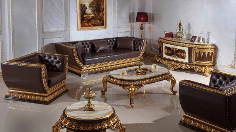 Casa Padrino Luxus Barock Couchtisch mit Glasplatte Weiß / Dunkelbraun / Gold - Prunkvoller Massivholz Wohnzimmertisch im Barockstil - Barock Wohnzimmer Möbel - Edel & Prunkvoll