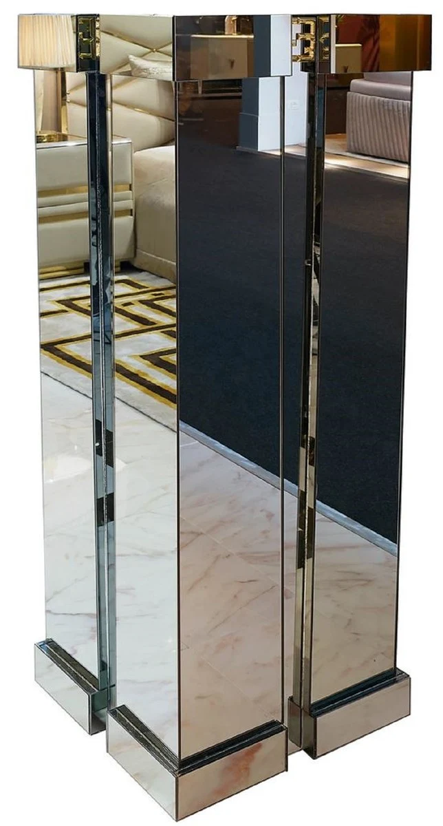 Casa Padrino Luxus Säulen Blumenvase Gold 50 x 50 x H. 150 cm - Verspiegelte Säulen Pflanzenvase - Wohnzimmer Deko Vase - Hotel Deko Säulenvase - Luxus Möbel - Luxus Qualität - Made in Italy