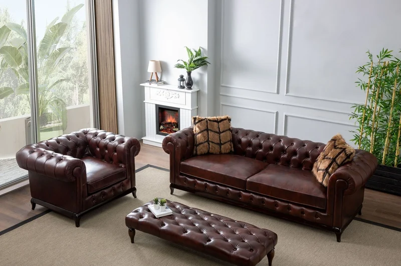 Casa Padrino Luxus Chesterfield Kunstleder Sessel Dunkelbraun 115 x 90 x H. 75 cm - Wohnzimmer Sofa - Wohnzimmer Möbel - Luxus Möbel - Luxus Wohnzimmer Einrichtung - Möbel Luxus