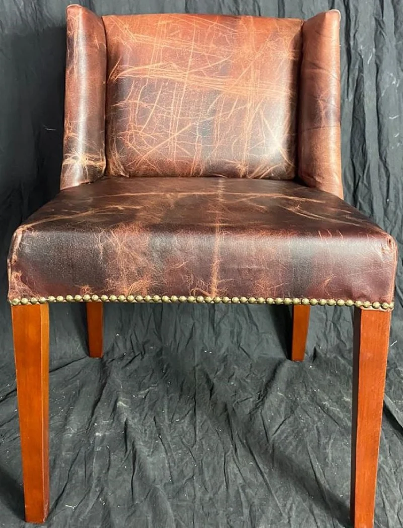 Casa Padrino Luxus Leder Esszimmer Stuhl Set Vintage Dunkelbraun / Braun 56 x 52 x H. 81 cm - Echtleder Küchen Stühle 6er Set - Esszimmer Möbel - Leder Möbel - Luxus Möbel - Luxus Einrichtung