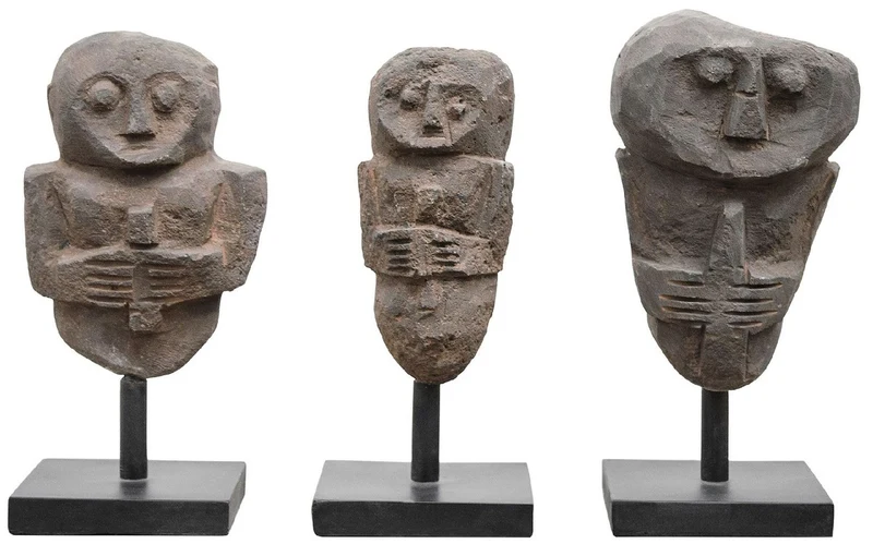 Casa Padrino Luxus Deko Antik Stil Naturstein Statuen Set - Stein Skulpturen - Stein Figuren - Schreibtisch Deko - Wohnzimmer Deko - Deko Accessoires - Luxus Möbel