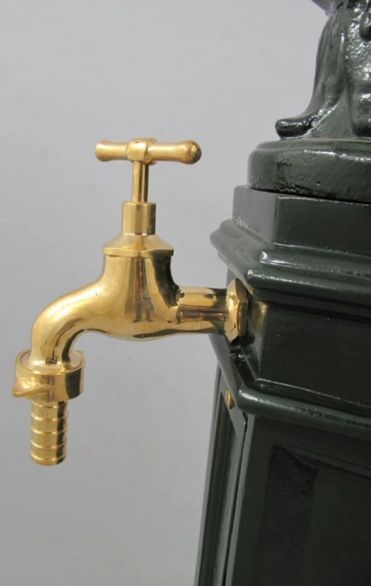 Casa Padrino Jugendstil Wassersäule Grün 33 x 34 x H. 95 cm - Nostalgische Aluminium Wasserzapfsäule mit Messing Wasserhahn - Garten & Terrassen Deko Accessoires