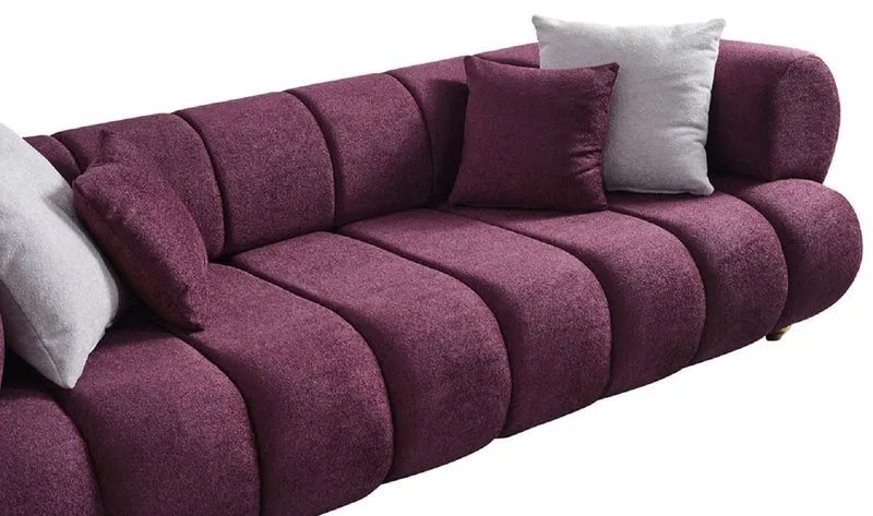 Casa Padrino Luxus 4er Sofa Lila / Gold - Modernes Wohnzimmer Sofa - Moderne Wohnzimmer Möbel - Luxus Kollektion