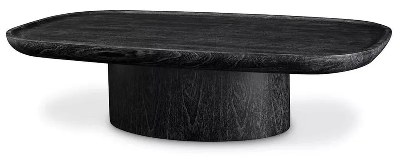 Casa Padrino Luxus Couchtisch Schwarzgrau 140 x 79,5 x H. 35 cm - Massivholz Wohnzimmertisch - Massivholz Wohnzimmer Möbel - Luxus Qualität