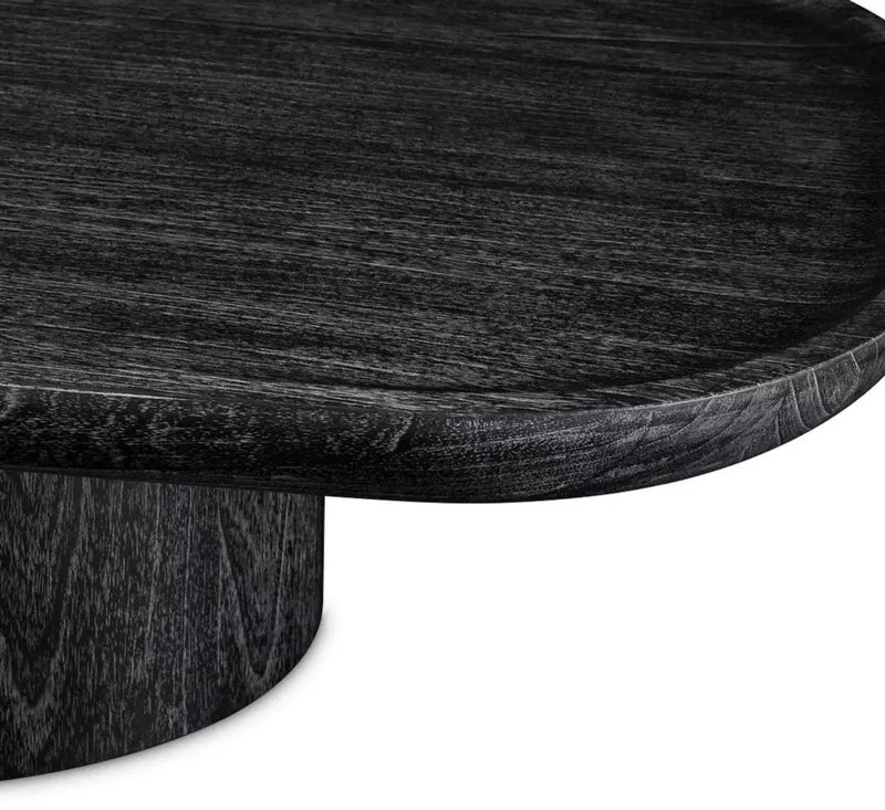 Casa Padrino Luxus Couchtisch Schwarzgrau 140 x 79,5 x H. 35 cm - Massivholz Wohnzimmertisch - Massivholz Wohnzimmer Möbel - Luxus Qualität