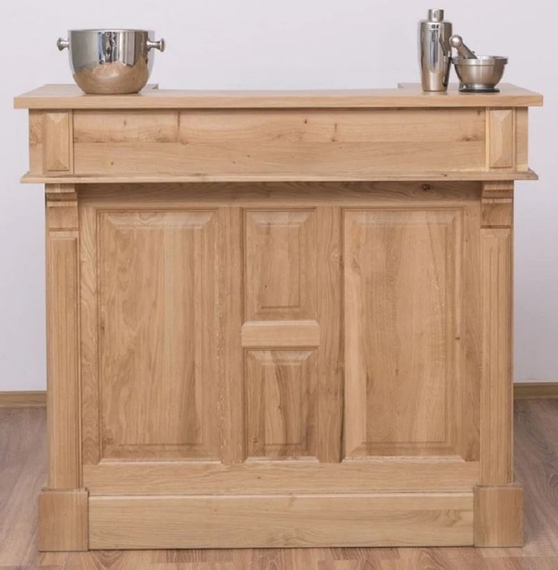 Casa Padrino Landhausstil Bar Theke Naturfarben 120 x 51 x H. 107 cm - Massivholz Thekentisch - Bartisch - Massivholz Bar Möbel im Landhausstil
