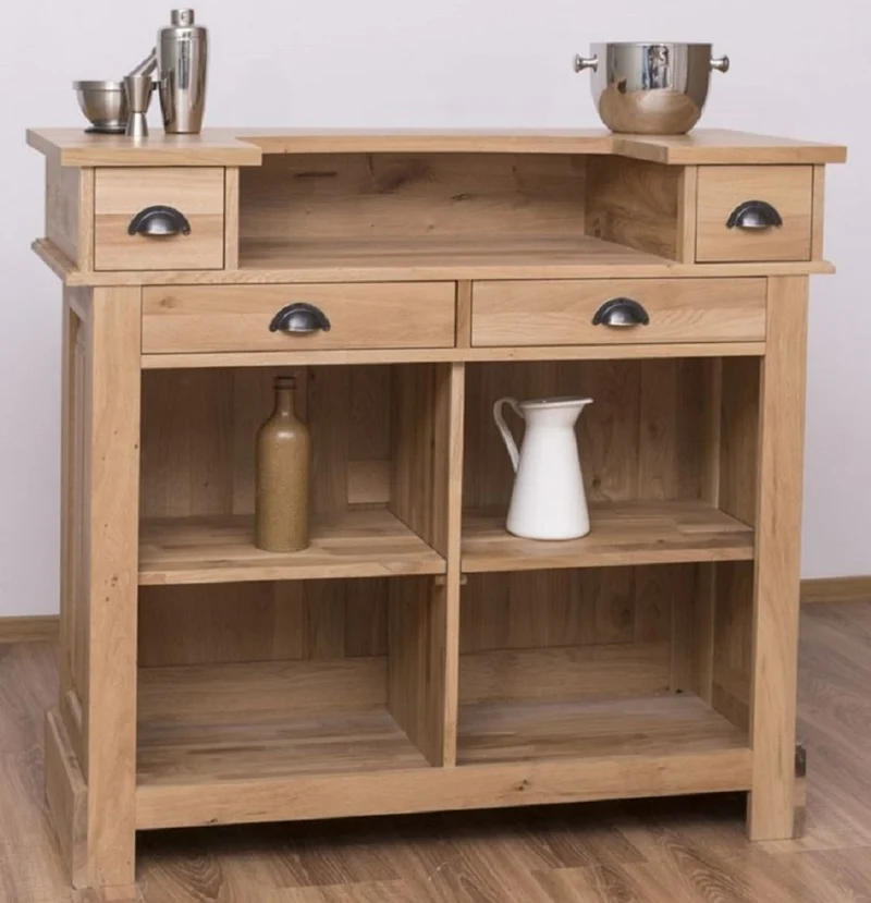 Casa Padrino Landhausstil Bar Theke Naturfarben 120 x 51 x H. 107 cm - Massivholz Thekentisch - Bartisch - Massivholz Bar Möbel im Landhausstil