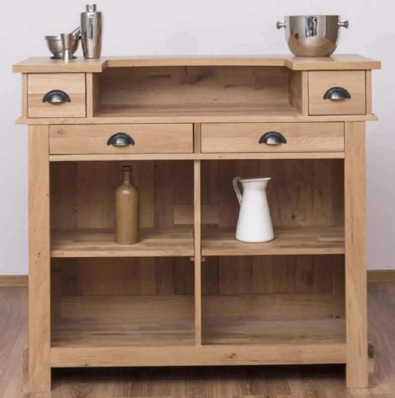 Casa Padrino Landhausstil Bar Theke Naturfarben 120 x 51 x H. 107 cm - Massivholz Thekentisch - Bartisch - Massivholz Bar Möbel im Landhausstil