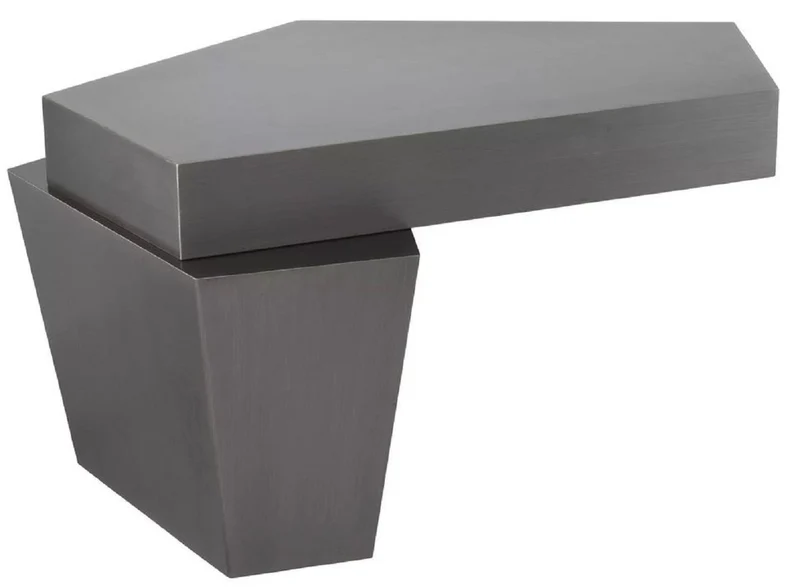 Casa Padrino Designer Couchtisch Grau 82 x 52 x H. 45 cm - Wohnzimmertisch mit gebürsteter Oberfläche - Wohnzimmer Möbel - Luxus Qualität