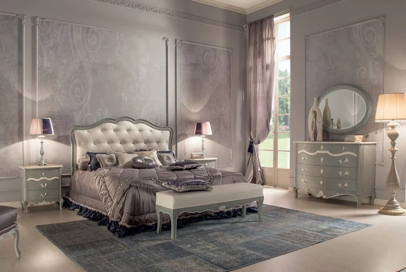 Casa Padrino Luxus Barock Kommode Grau / Weiß - Handgefertigte Massivholz Kommode mit 4 Schubladen - Barockstil Schlafzimmer Möbel - Barock Möbel - Luxus Qualität - Made in Italy