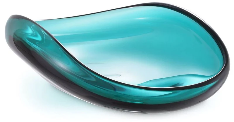 Casa Padrino Luxus Glasschale Türkis 42 x 28 x H. 12,5 cm - Mundgeblasene Deko Glas Obstschale - Glas Deko Accessoirs - Luxus Kollektion