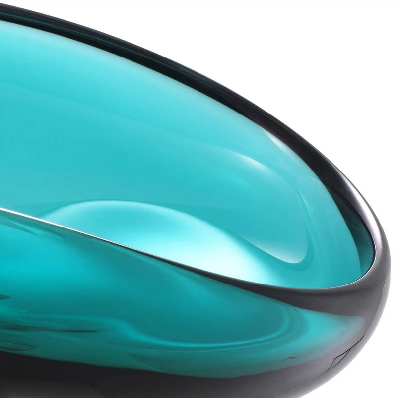 Casa Padrino Luxus Glasschale Türkis 42 x 28 x H. 12,5 cm - Mundgeblasene Deko Glas Obstschale - Glas Deko Accessoirs - Luxus Kollektion