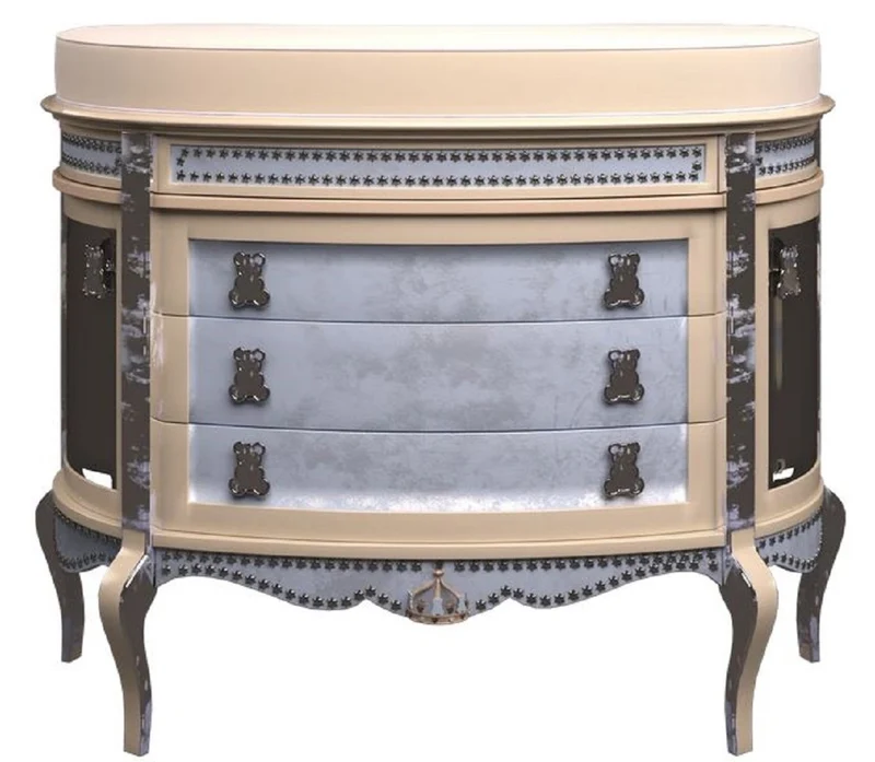 Casa Padrino Luxus Barock Wickelkommode Beige / Blau - Prunkvolle Kinderzimmer Kommode - Barock Kinderzimmer Möbel - Luxus Qualität - Made in Italy