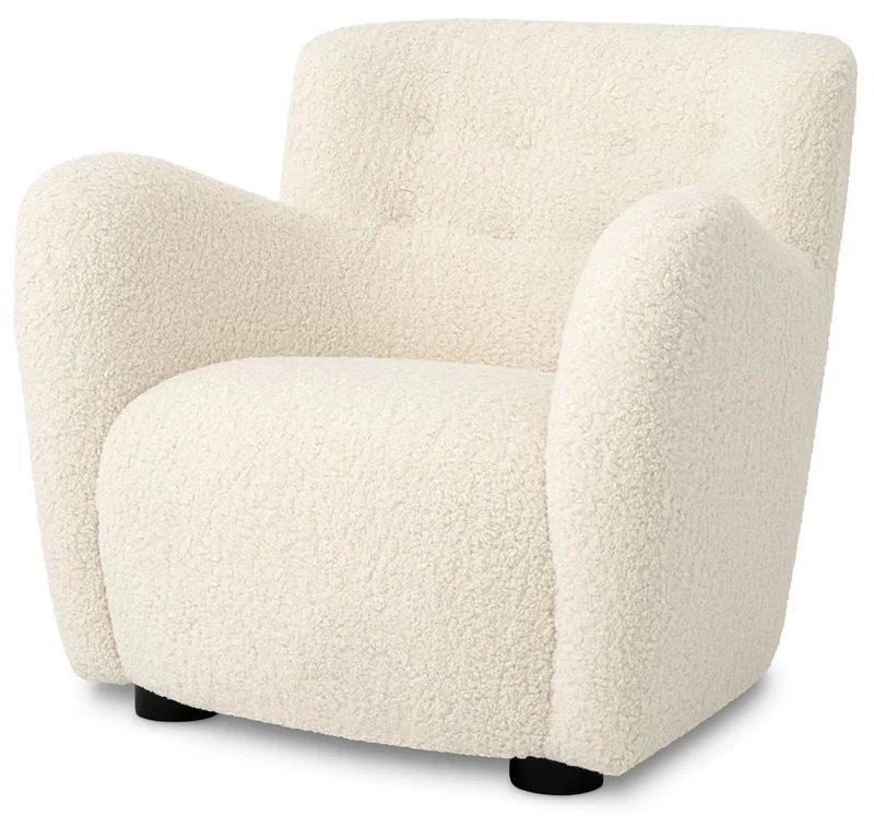 Casa Padrino Luxus Sessel Creme / Schwarz 87 x 86 x H. 80 cm - Wohnzimmer Sessel - Hotel Sessel - Wohnzimmer Möbel - Luxus Möbel - Wohnzimmer Einrichtung - Luxus Einrichtung - Möbel Luxus