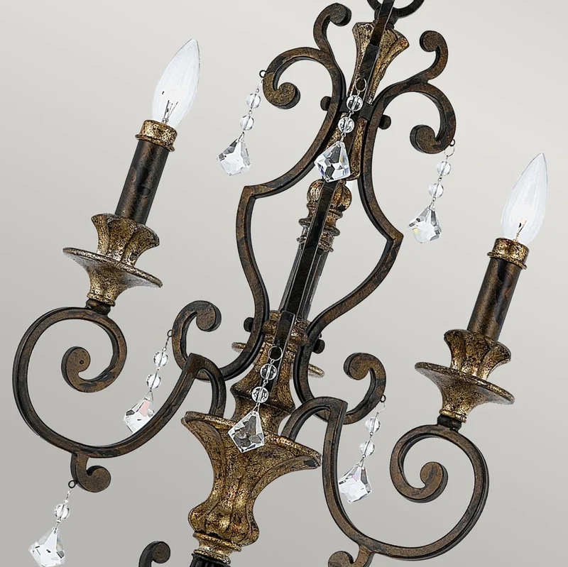 Casa Padrino Barock Kristall Kronleuchter Bronze / Antik Gold Ø 46 x H. 61 cm - Prunkvoller Barockstil Kronleuchter - Wohnzimmer & Hotel Kronleuchter - Barock Möbel - Barock Leuchten