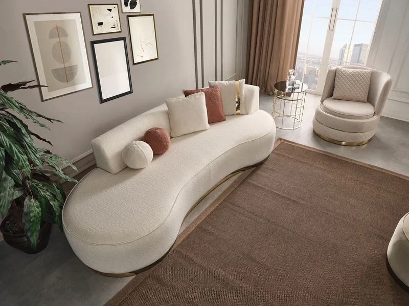 Casa Padrino Luxus Drehsessel Creme / Gold 80 x 85 x H. 81 cm - Wohnzimmer Sessel mit edlem Samtstoff - Wohnzimmer Möbel - Luxus Möbel - Wohnzimmer Einrichtung - Luxus Einrichtung
