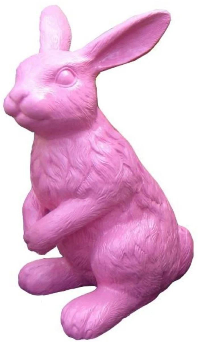 Casa Padrino Luxus Deko Skulptur Hase Pink H. 120 cm - Große Deko Figur - XXL Deko Skulptur - XXL Deko Figur - XXL Tierfigur - Wohnzimmer Deko - Garten Deko - Luxus Deko XXL Figuren