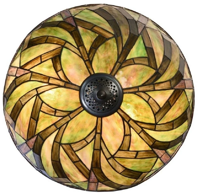Casa Padrino Luxus Tiffany Tischleuchte Mehrfarbig / Antik Bronze Ø 45 x H. 62 cm - Tiffany Schreibtischleuchte - Wohnzimmer Deko Leuchte - Scheibtisch Deko Leuchte - Luxus Tiffany Leuchten