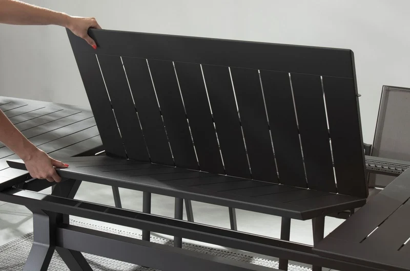 Casa Padrino Luxus Gartentisch Anthrazit 200-300 x 110 x H. 76 cm - Ausziehbarer Esstisch aus pulverbeschichtetem Aluminium - Luxus Garten & Terrassen Tisch - Luxus Garten & Terrassen Möbel