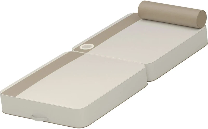 Casa Padrino Luxus Wasserliege Weiß / Taupe 190 x 80 x H. 17 cm - Wasserdichte Kunstleder Wasser Liege mit Kopfstütze und Getränkehalter - Sonnenliege - Hotel Pool Accessoires - Luxus Qualität