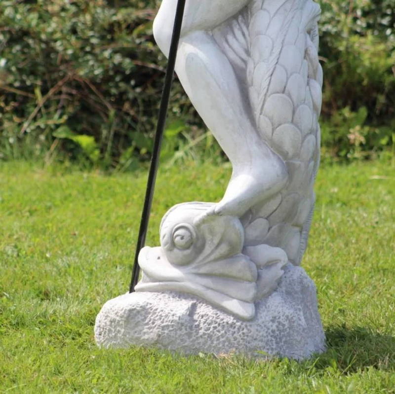 Casa Padrino Jugendstil Wasserspeier Skulptur Neptun mit Fisch Grau / Schwarz 35 x 35 x H. 123 cm - Elegante Wasserspeier Stein Figur - Barock & Jugendstil Garten Deko Accessoires