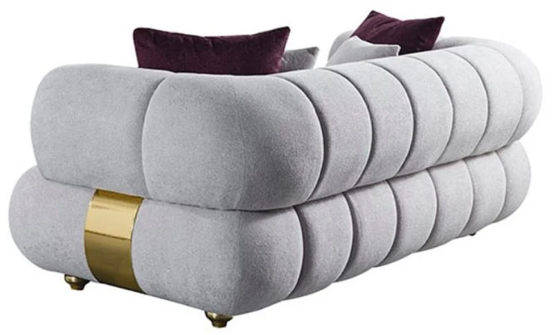 Casa Padrino Luxus 3er Sofa Grau / Gold - Modernes Wohnzimmer Sofa - Moderne Wohnzimmer Möbel - Luxus Kollektion