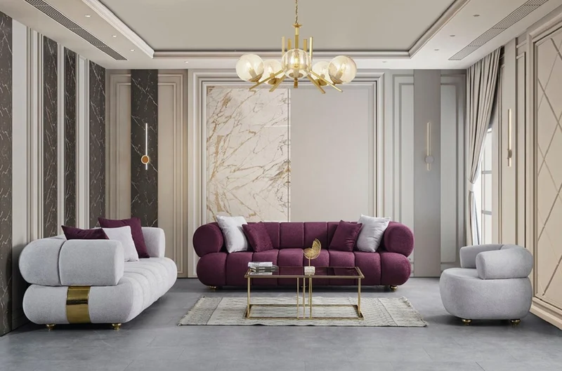 Casa Padrino Luxus 3er Sofa Grau / Gold - Modernes Wohnzimmer Sofa - Moderne Wohnzimmer Möbel - Luxus Kollektion