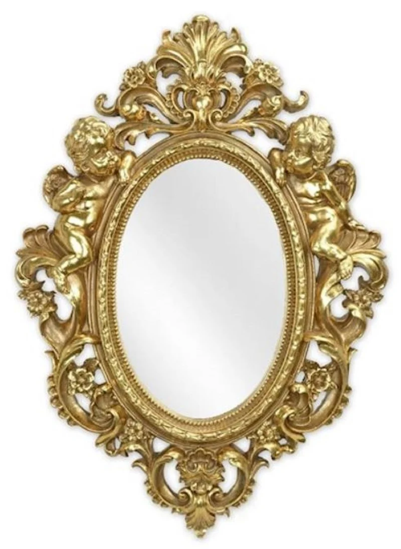 Casa Padrino Barock Spiegel Gold 35,1 x H. 48,8 cm - Antik Stil Wandspiegel - Wohnzimmer Spiegel - Garderoben Spiegel - Barock Möbel