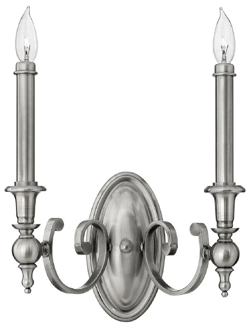 Casa Padrino Barock Doppel Wandleuchte Antik Silber 34,9 x 16,5 x H. 38,1 cm - Elegante Hotel & Restaurant Wandlampe - Barock & Jugendstil Wandleuchten