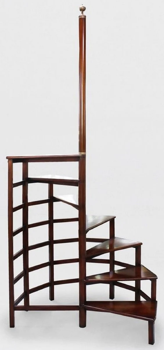 Casa Padrino Luxus Mahagoni Bibliothekstreppe Dunkelbraun 103 x 55 x H. 252 cm - Massivholz Bibliotheksleiter - Büro Möbel - Luxus Möbel - Büro Einrichtung - Luxus Einrichtung